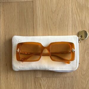 Amber Rectangular Womens Sunglasses - Orange